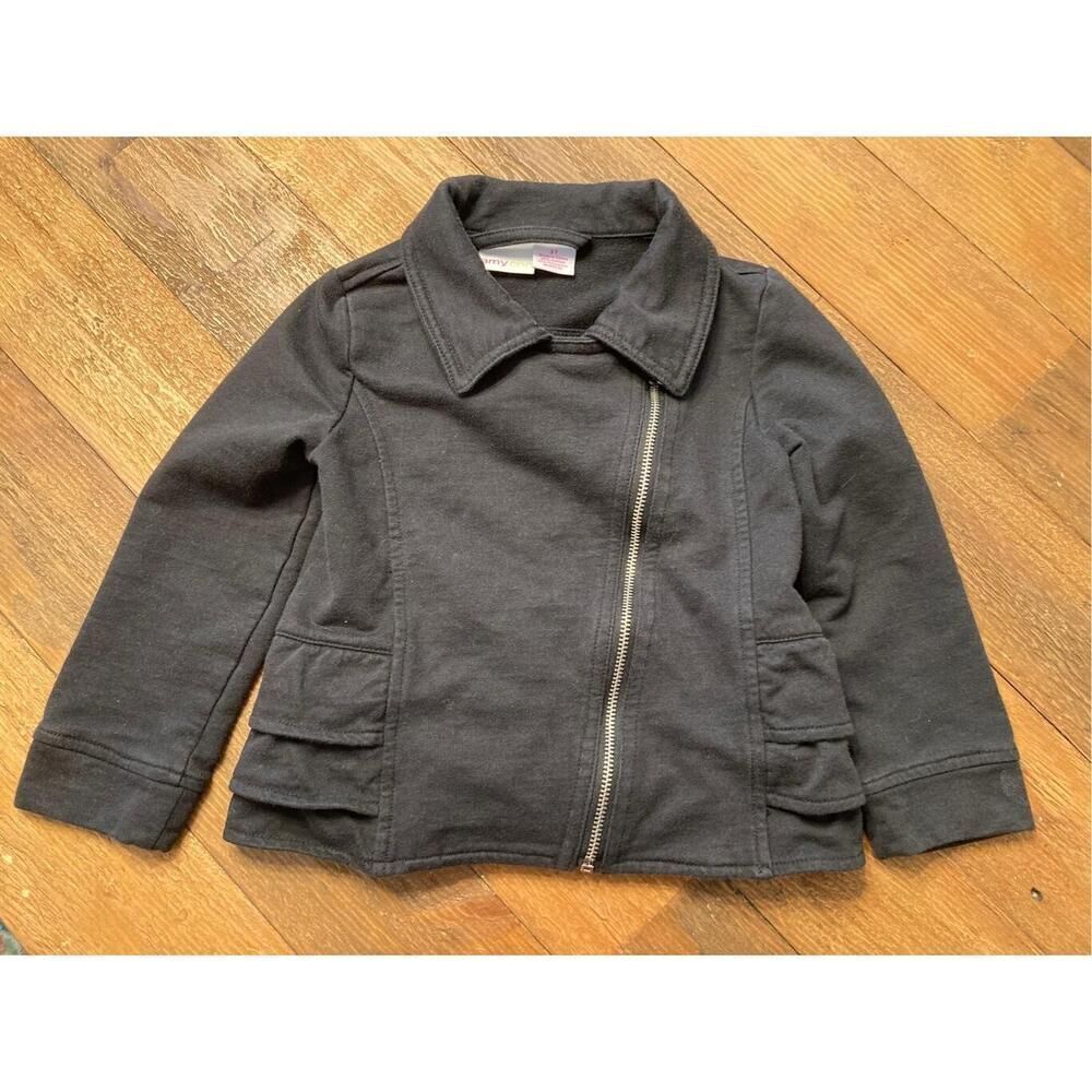 Amy Coe 3T black biker style zip light jacket girl